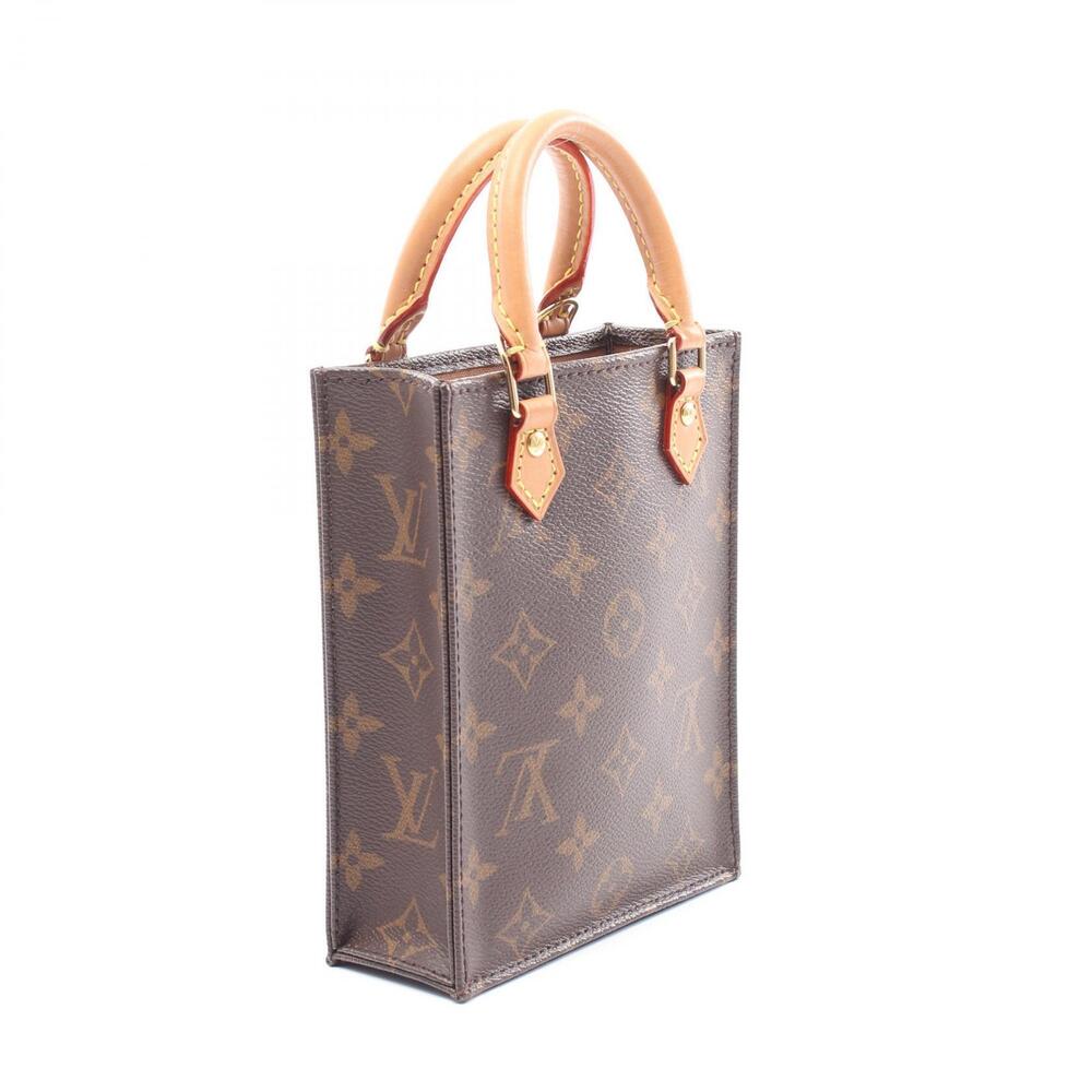 Louis Vuitton brown canvas Sac Plat Monogram leather handbag